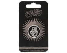 Load image into Gallery viewer, Round Suavecita Silver Enamel Pin Front With Packaging
