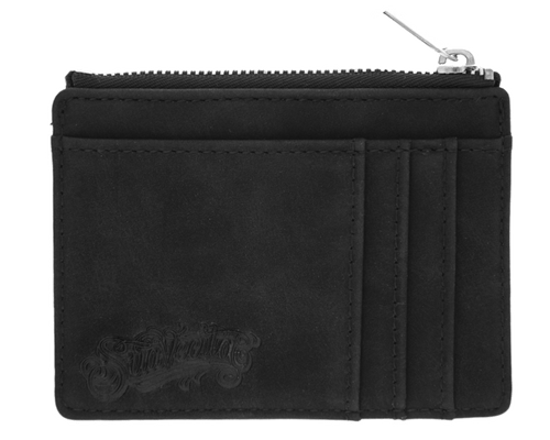 Zipper Card Holder Wallet - Black - Front