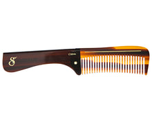 Load image into Gallery viewer, Deluxe Amber Folding Handle Comb - 8&quot; - Open
