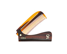 Load image into Gallery viewer, Deluxe Amber Folding Handle Comb - 5.5&quot; - Folded
