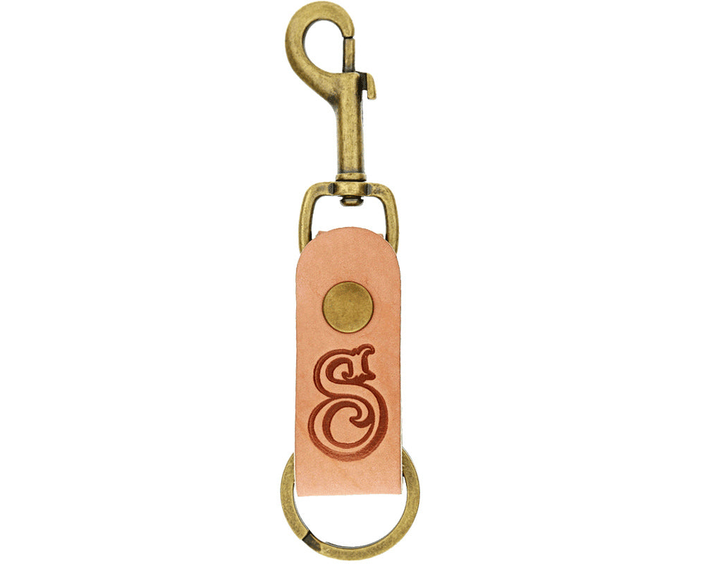 Esse Logo Leather Key Fob Clip - Natural Leather