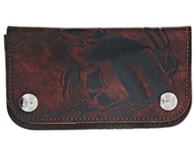 Load image into Gallery viewer, Antique Brown Skeleton Chained Biker Wallet - Front
