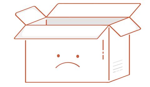 Shipping box with a sad face